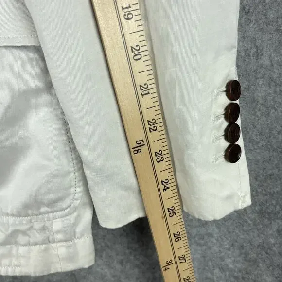 Victorinox Jacket Blazer Mens 42 White Linen Blend Utility Nautical Elbow Patch